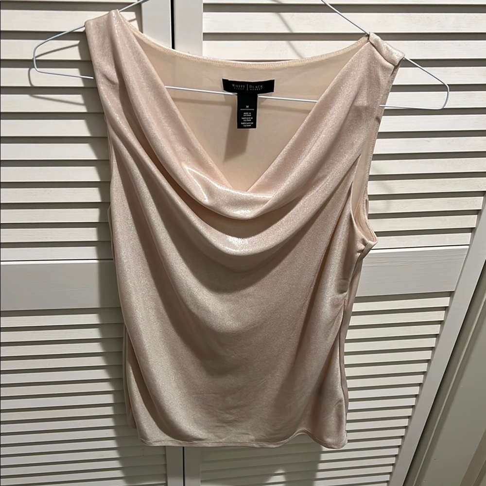White House Black Market Blush Draped Blouse